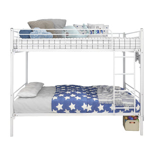 Homeroots White Heavy Duty Twin Over Full Metal Bunk Bed  Iron 404064
