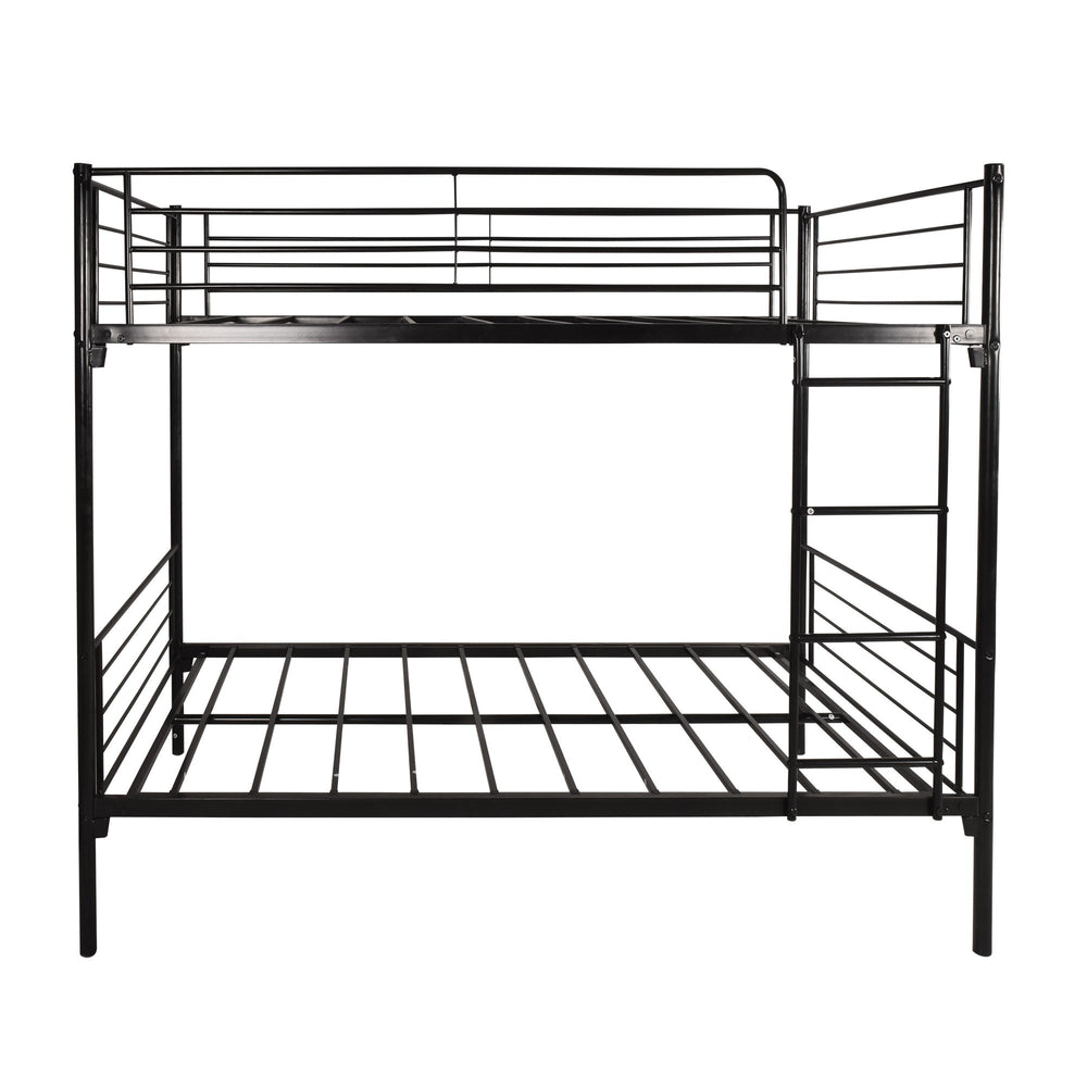 Homeroots Black Heavy Duty Twin Over Twin Metal Bunk Bed With Ladder  Iron 404065