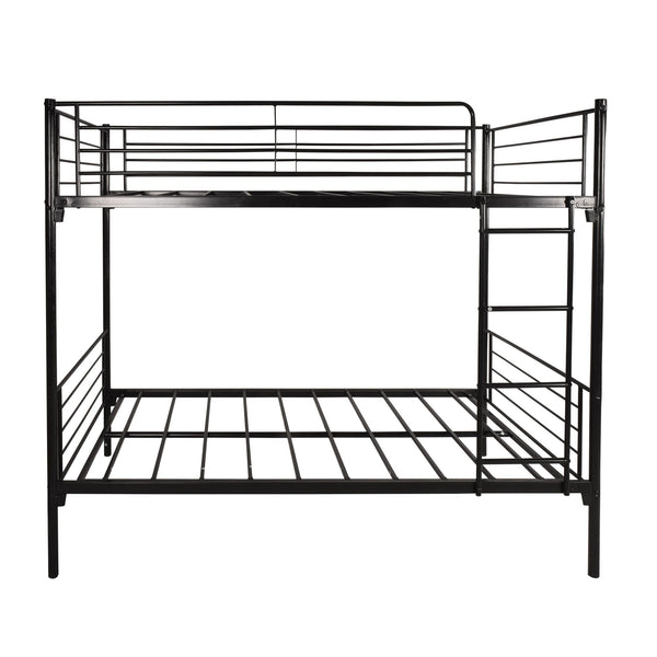 Homeroots Black Heavy Duty Twin Over Twin Metal Bunk Bed With Ladder  Iron 404065