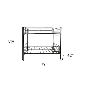 Homeroots Black Heavy Duty Twin Over Twin Metal Bunk Bed With Ladder  Iron 404065