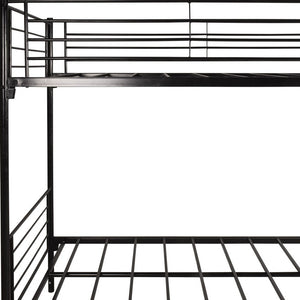 Homeroots Black Heavy Duty Twin Over Twin Metal Bunk Bed With Ladder  Iron 404065