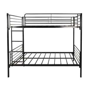 Homeroots Black Heavy Duty Twin Over Twin Metal Bunk Bed With Ladder  Iron 404065