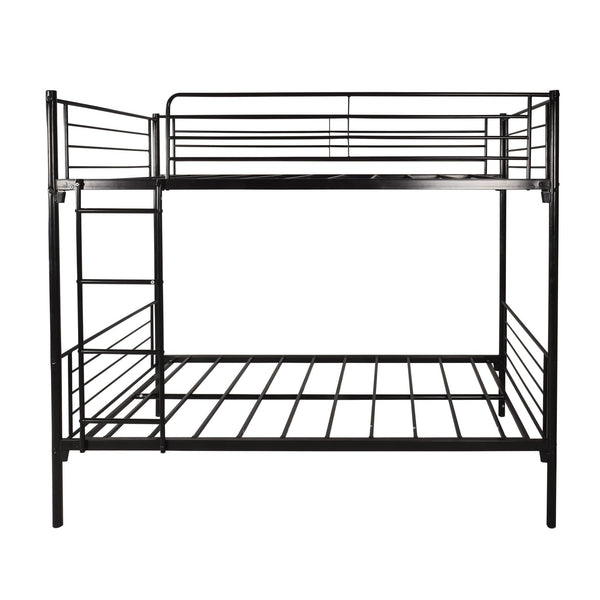Homeroots Black Heavy Duty Twin Over Twin Metal Bunk Bed With Ladder  Iron 404065