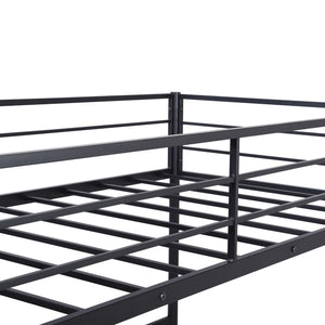 Homeroots Black Metal Twin Size Loft Bed With Desk  Steel 404072