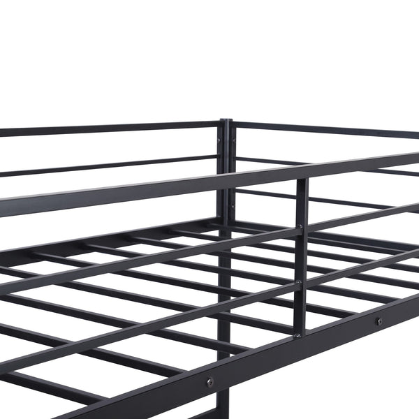 Homeroots Black Metal Twin Size Loft Bed With Desk  Steel 404072