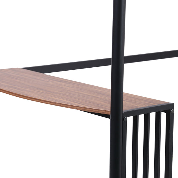 Homeroots Black Metal Twin Size Loft Bed With Desk  Steel 404072