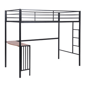 Homeroots Black Metal Twin Size Loft Bed With Desk  Steel 404072