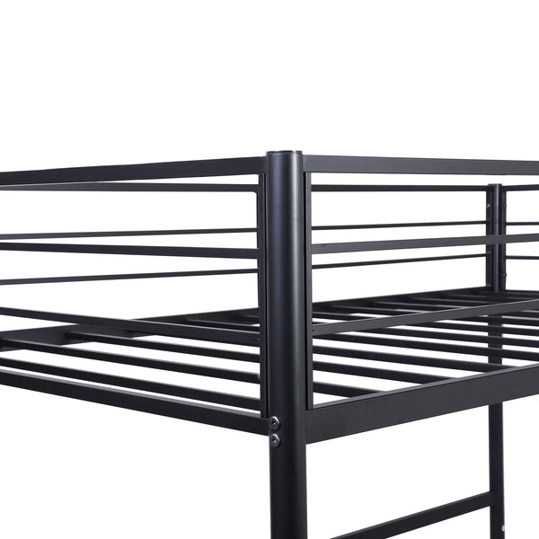 Homeroots Black Metal Twin Size Loft Bed With Desk  Steel 404072