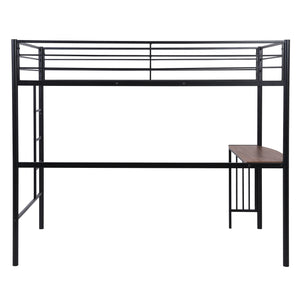 Homeroots Black Metal Twin Size Loft Bed With Desk  Steel 404072