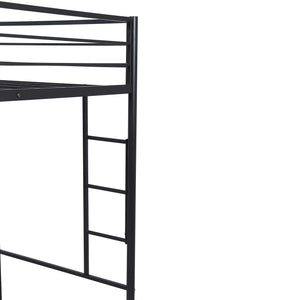 Homeroots Black Metal Twin Size Loft Bed With Desk  Steel 404072