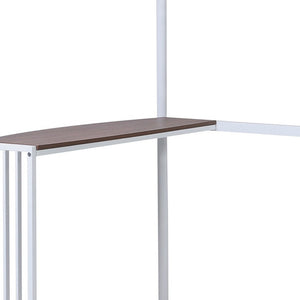 Homeroots White Metal Twin Size Loft Bed With Desk  Steel 404073