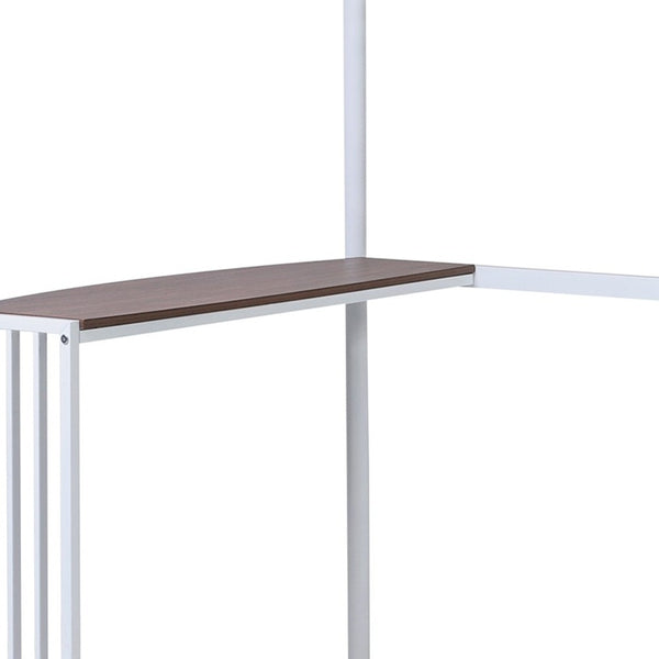 Homeroots White Metal Twin Size Loft Bed With Desk  Steel 404073