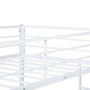 Homeroots White Metal Twin Size Loft Bed With Desk  Steel 404073