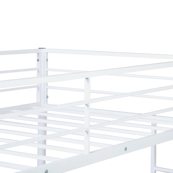 Homeroots White Metal Twin Size Loft Bed With Desk  Steel 404073