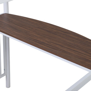 Homeroots White Metal Twin Size Loft Bed With Desk  Steel 404073