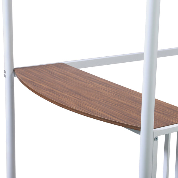 Homeroots White Metal Twin Size Loft Bed With Desk  Steel 404073