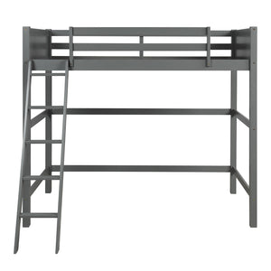 Homeroots Gray Twin Size High Loft Bed  Manufactured Wood + Solid Wood 404077