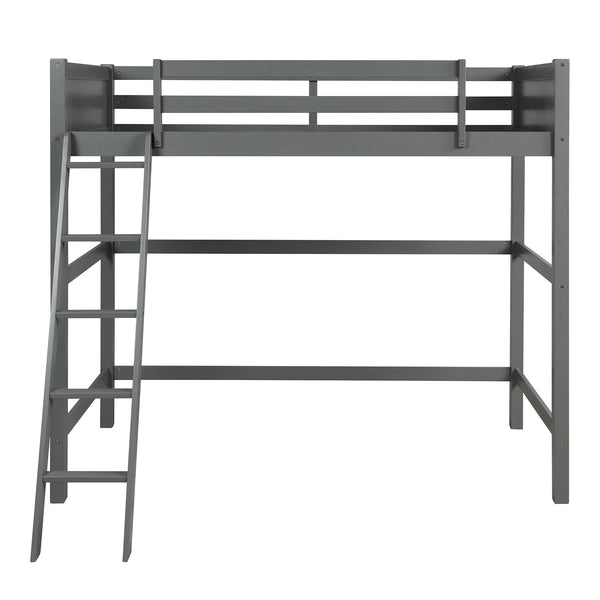 Homeroots Gray Twin Size High Loft Bed  Manufactured Wood + Solid Wood 404077
