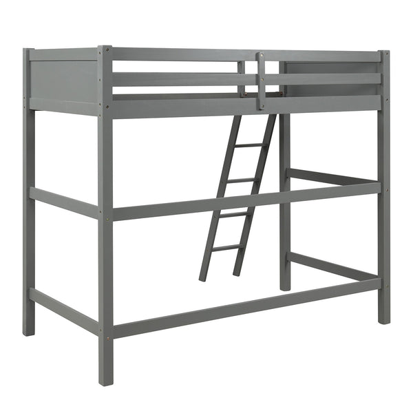 Homeroots Gray Twin Size High Loft Bed  Manufactured Wood + Solid Wood 404077