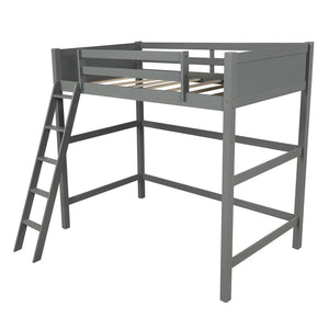 Homeroots Gray Twin Size High Loft Bed  Manufactured Wood + Solid Wood 404077