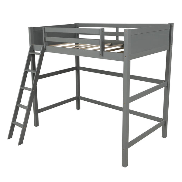 Homeroots Gray Twin Size High Loft Bed  Manufactured Wood + Solid Wood 404077