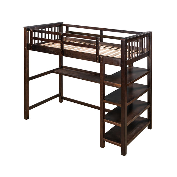 Homeroots Espresso Twin Traditional Manufactured Wood And Solid Wood Bunk Bed  Manufactured Wood And Solid Wood 404086