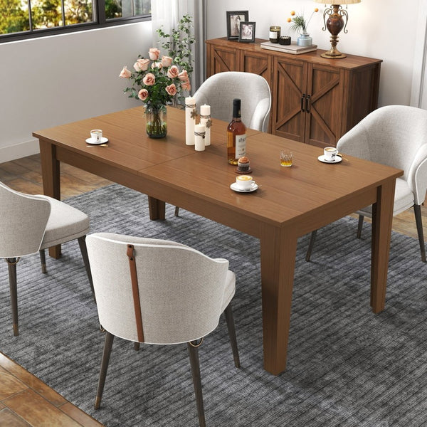 English Elm Dining Table Extendable Woodgrain Melamine Top Seats up to Ten Open Plan Kitchen Oak W331S00207