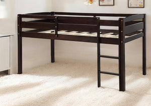 Homeroots Brown Twin Size Low Loft Bed  Manufactured Wood + Solid Wood 404101