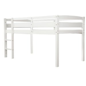 Homeroots White Twin Size Lof Loft Bed  Manufactured Wood + Solid Wood 404102