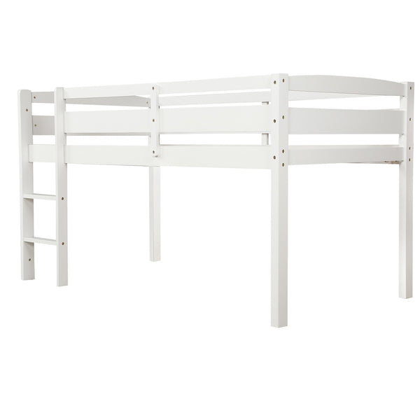 Homeroots White Twin Size Lof Loft Bed  Manufactured Wood + Solid Wood 404102