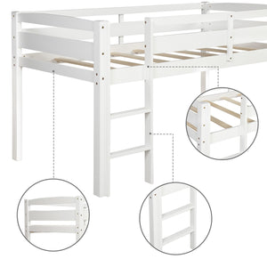 Homeroots White Twin Size Lof Loft Bed  Manufactured Wood + Solid Wood 404102