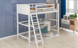 Homeroots White Twin Size High Loft Bed  Manufactured Wood + Solid Wood 404105