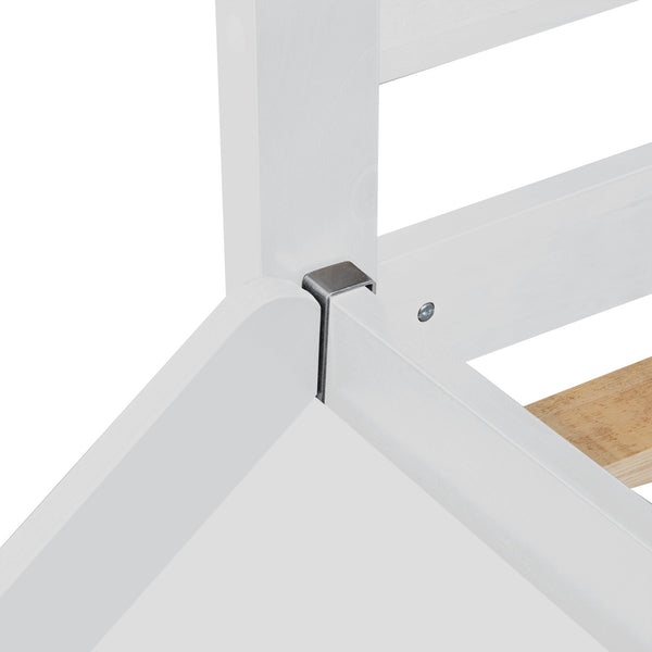 Homeroots White Low Loft Bed With Slide  Manufactured Wood + Solid Wood 404107