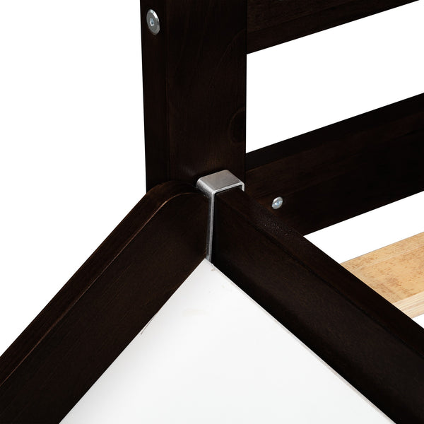 Homeroots Brown Low Loft Bed With Slide  Manufactured Wood + Solid Wood 404108