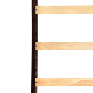 Homeroots Brown Low Loft Bed With Slide  Manufactured Wood + Solid Wood 404108