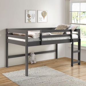 Homeroots Twin Loft Bed Gray Finish  Manufactured Wood And Solid Wood 404114
