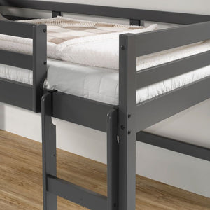 Homeroots Twin Loft Bed Gray Finish  Manufactured Wood And Solid Wood 404114