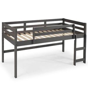 Homeroots Twin Loft Bed Gray Finish  Manufactured Wood And Solid Wood 404114