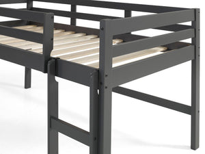 Homeroots Twin Loft Bed Gray Finish  Manufactured Wood And Solid Wood 404114