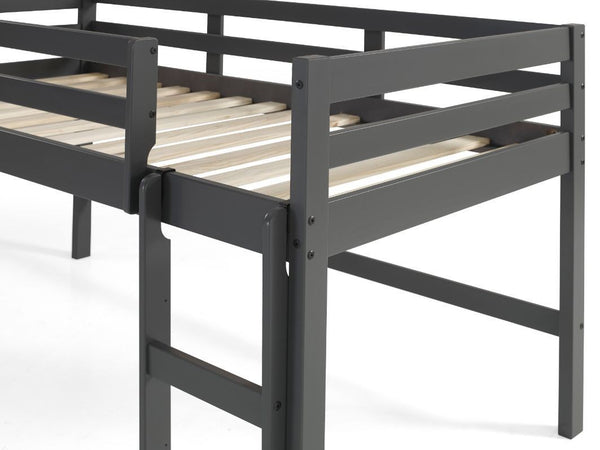 Homeroots Twin Loft Bed Gray Finish  Manufactured Wood And Solid Wood 404114