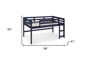 Homeroots Twin Loft Bed Navy Blue Finish  Manufactured Wood And Solid Wood 404115