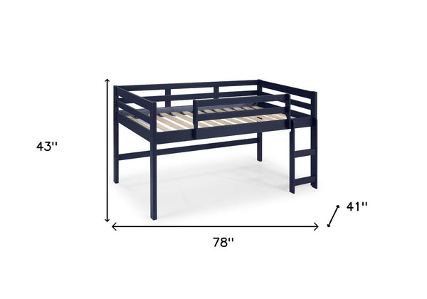 Homeroots Twin Loft Bed Navy Blue Finish  Manufactured Wood And Solid Wood 404115
