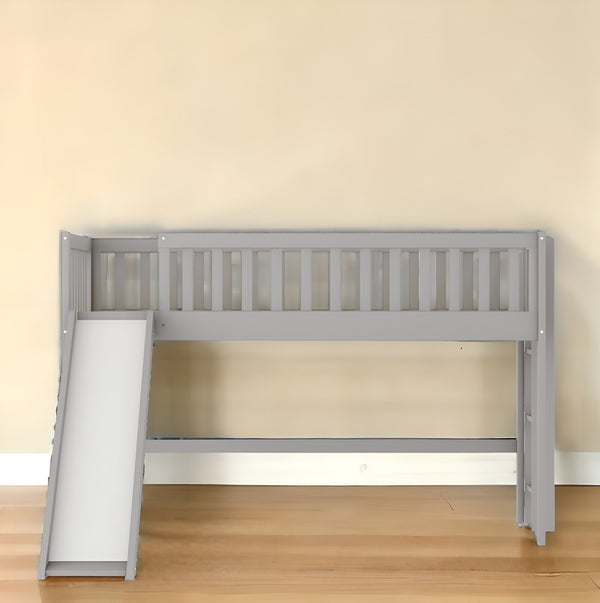 Homeroots Gray Twin Traditional Manufactured Wood And Solid Wood Bunk Bed  Manufactured Wood And Solid Wood 404122