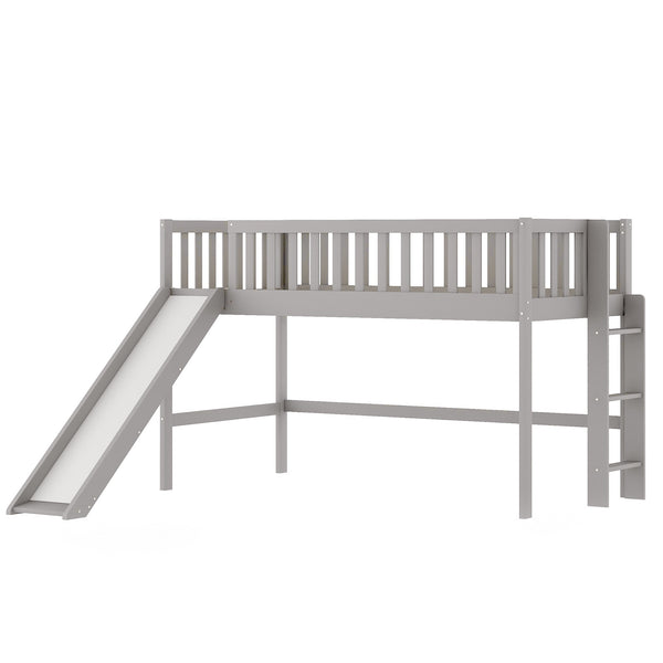 Homeroots Gray Twin Traditional Manufactured Wood And Solid Wood Bunk Bed  Manufactured Wood And Solid Wood 404122