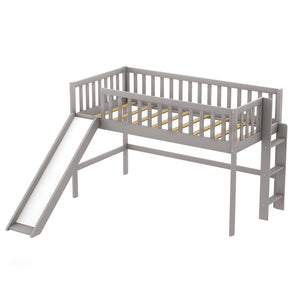 Homeroots Gray Twin Traditional Manufactured Wood And Solid Wood Bunk Bed  Manufactured Wood And Solid Wood 404122