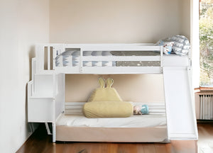Homeroots White Twin Traditional Manufactured Wood And Solid Wood Bunk Bed  Manufactured Wood And Solid Wood 404123