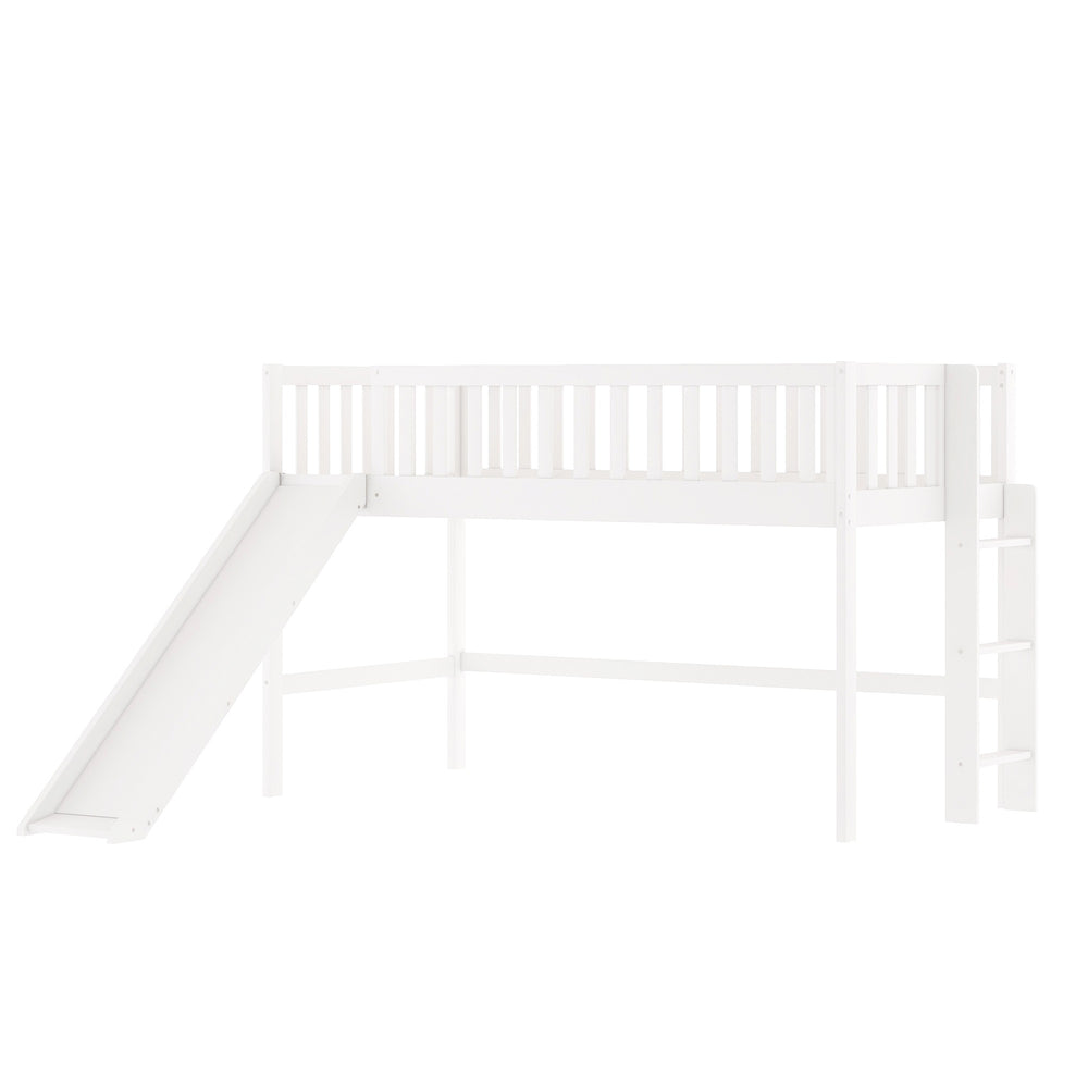 Homeroots White Twin Traditional Manufactured Wood And Solid Wood Bunk Bed  Manufactured Wood And Solid Wood 404123