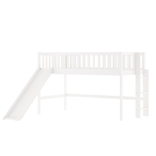Homeroots White Twin Traditional Manufactured Wood And Solid Wood Bunk Bed  Manufactured Wood And Solid Wood 404123