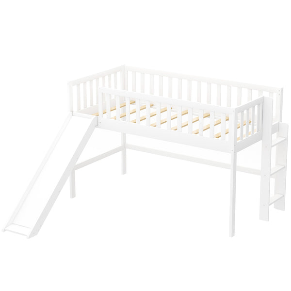 Homeroots White Twin Traditional Manufactured Wood And Solid Wood Bunk Bed  Manufactured Wood And Solid Wood 404123