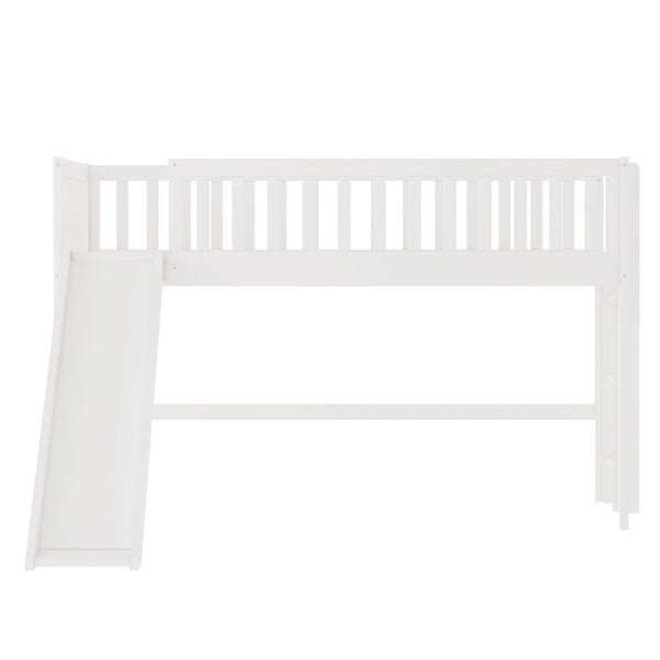 Homeroots White Twin Traditional Manufactured Wood And Solid Wood Bunk Bed  Manufactured Wood And Solid Wood 404123